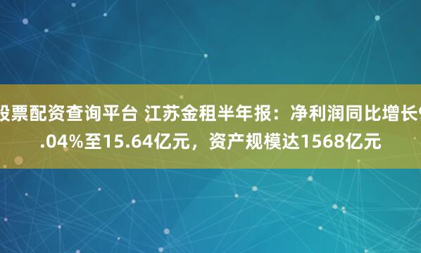 股票配资查询平台 江苏金租半年报：净利润同比增长9.04%至15.64亿元，资产规模达1568亿元